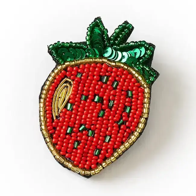 Bala Mani Beaded Brooch Pin - Strawberry