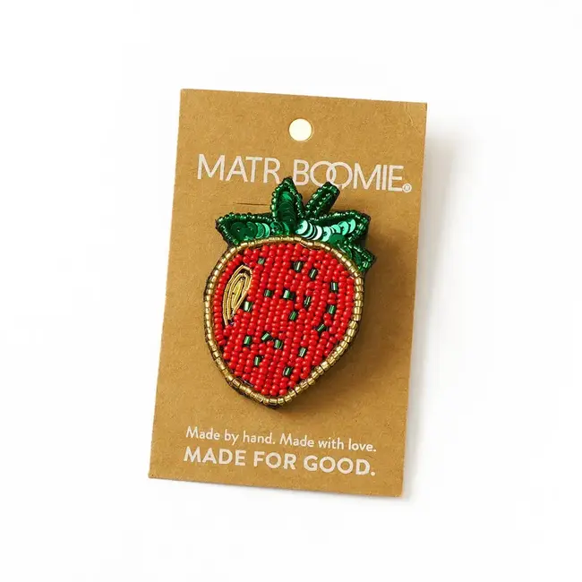 Bala Mani Beaded Brooch Pin - Strawberry
