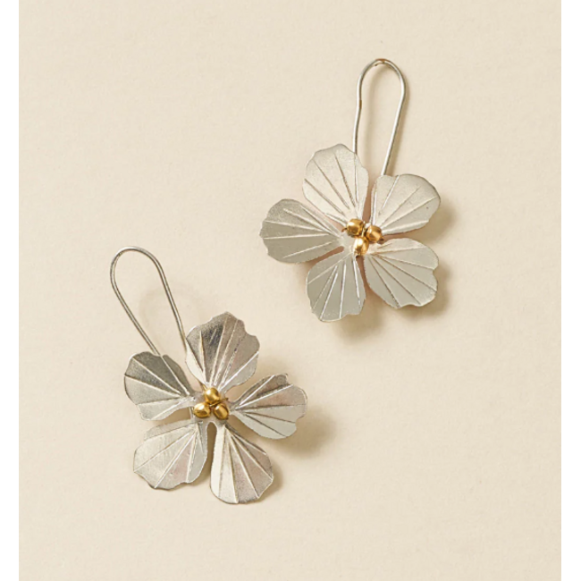 Sayuri Silver Flower Drop Earrings