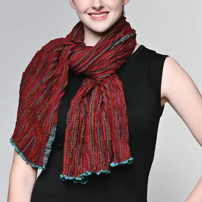 Apeksha Silk & Wool Wrap - Burgundy