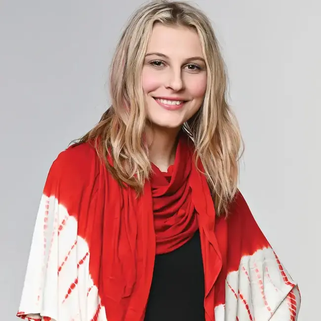 Shibori Knit Wrap - Red & White