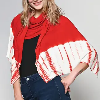 India Shibori Knit Wrap - Red & White