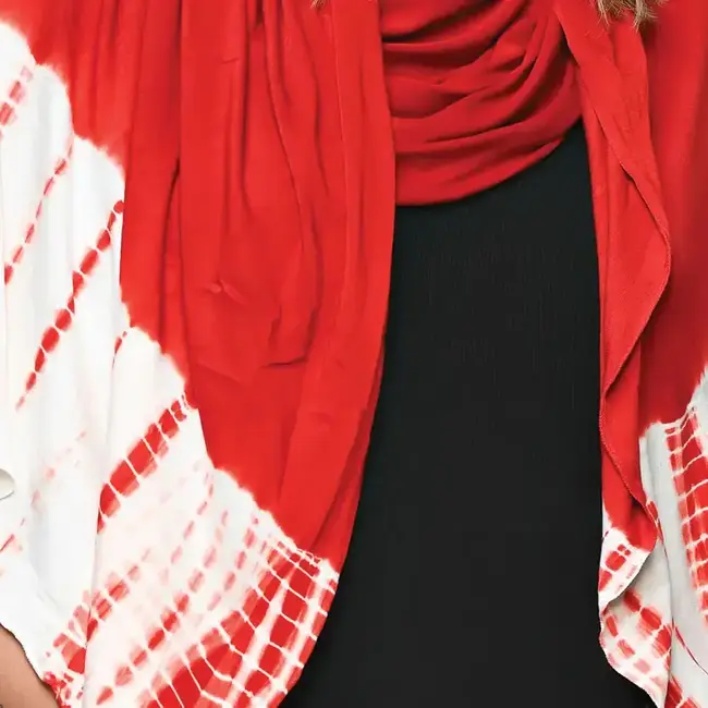 Shibori Knit Wrap - Red & White