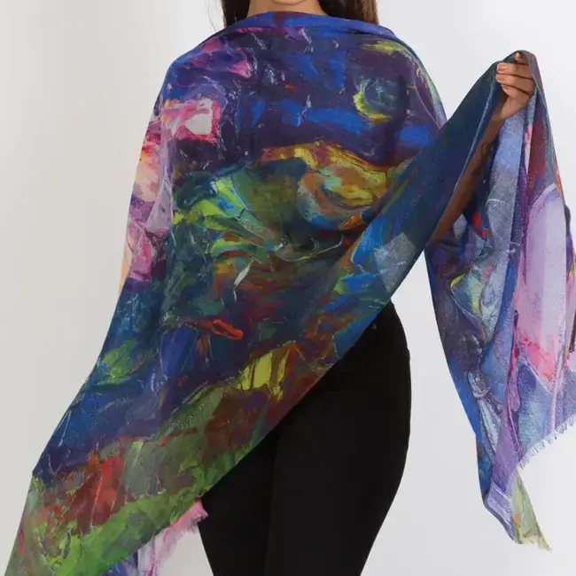Leela Lotus Wool Shawl - Purple Multi