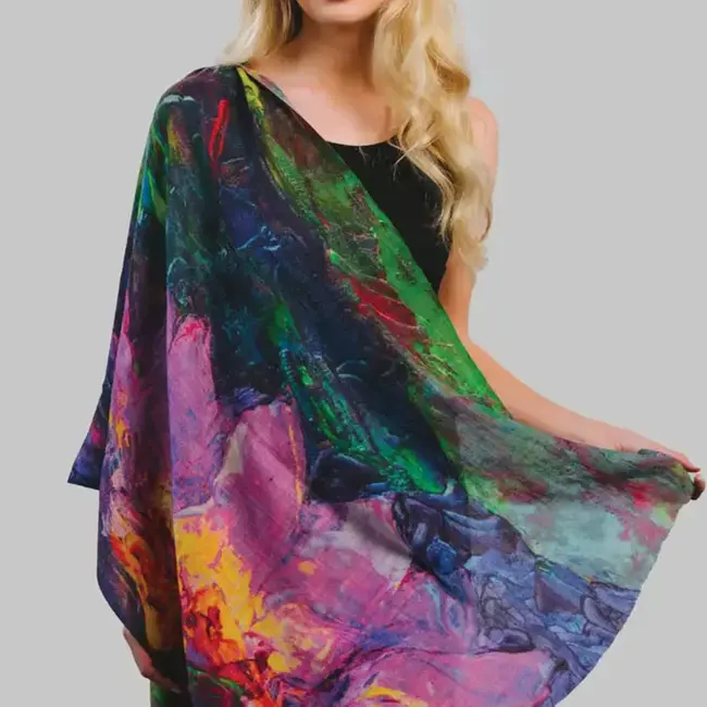 Leela Lotus Wool Shawl - Purple Multi