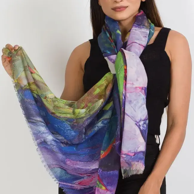 Leela Lotus Wool Shawl - Purple Multi