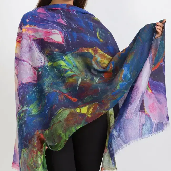 Leela Lotus Wool Shawl - Purple Multi