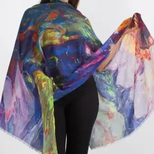 Leela Lotus Wool Shawl - Purple Multi
