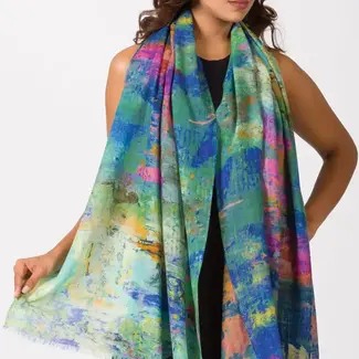 India Sakshi Fine Wool Shawl - Turquoise Multi