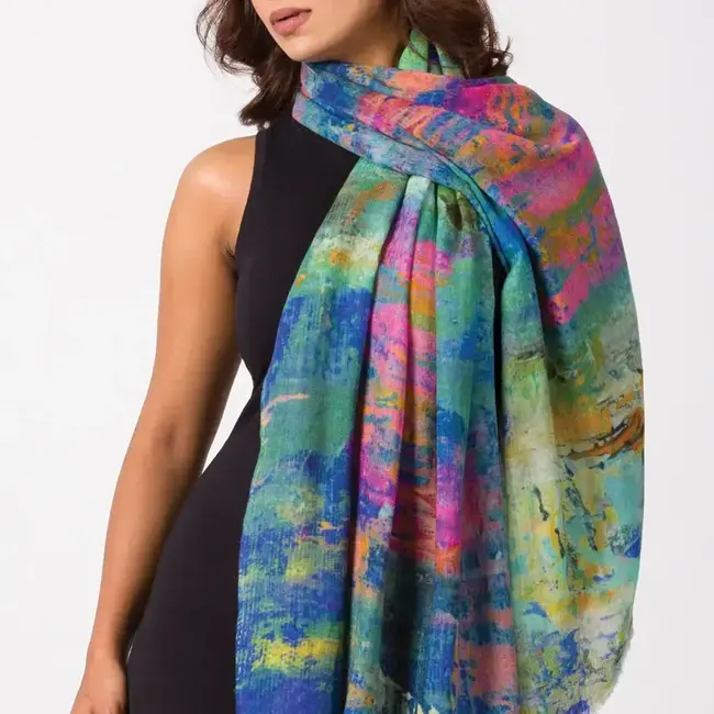 Sakshi Fine Wool Shawl - Turquoise Multi