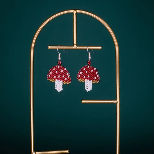 Beaded Magic Mushroom Earring