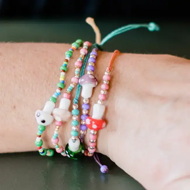 Mushroom Beaded String Bracelet
