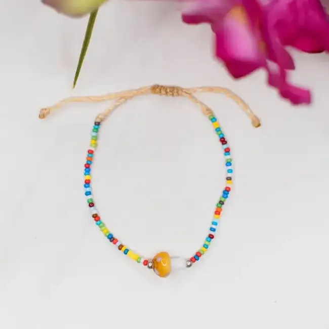 Mushroom Beaded String Bracelet