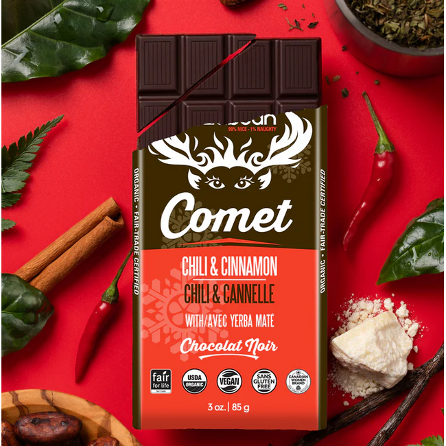 Zazubean Comet - Chili & Cinnamon Dark Chocolate Bar 85g