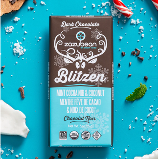 Zazubean Blitzen - Mint Cocoa Nib & Coconut Dark Chocolate Bar 85g