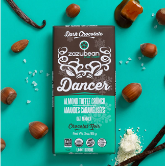Zazubean Dancer -  Almond Toffee Crunch Crunch Dark Chocolate Bar 85g