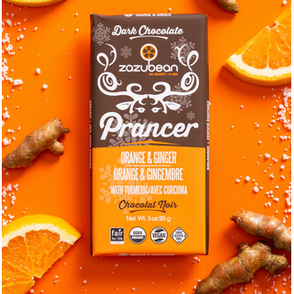 Zazubean Prancer - Orange & Ginger Dark Chocolate Bar 85g