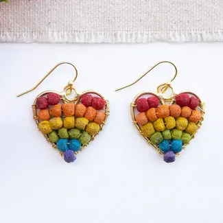 India Rainbow Heart Milieu Earrings