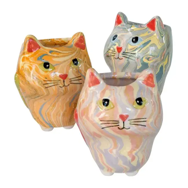 Cat Swirly Mini Ceramic Plant Pot