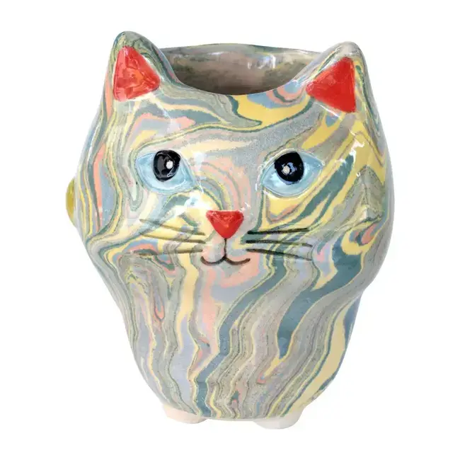 Cat Swirly Mini Ceramic Plant Pot