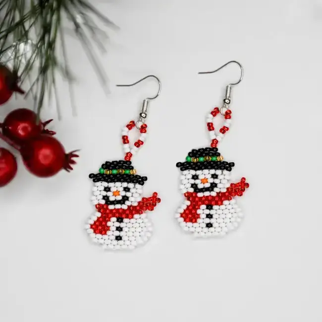 Frosty the Snowman Beaded Earrings