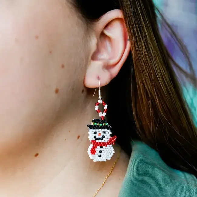 Frosty the Snowman Beaded Earrings