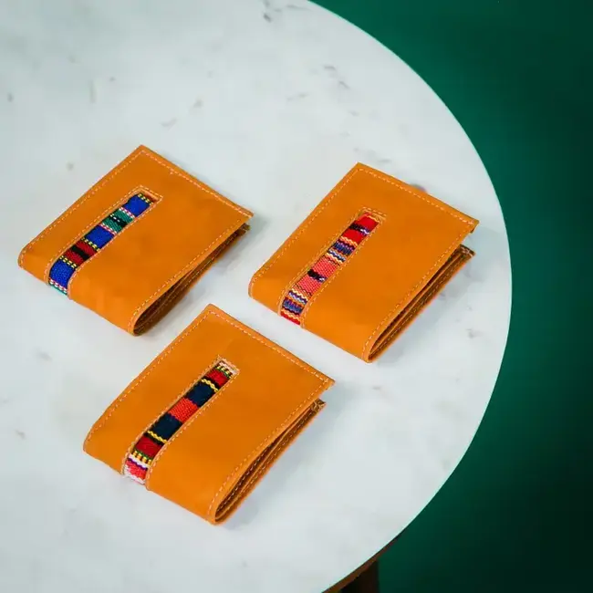 Leather & Ikat Bi-fold Wallet