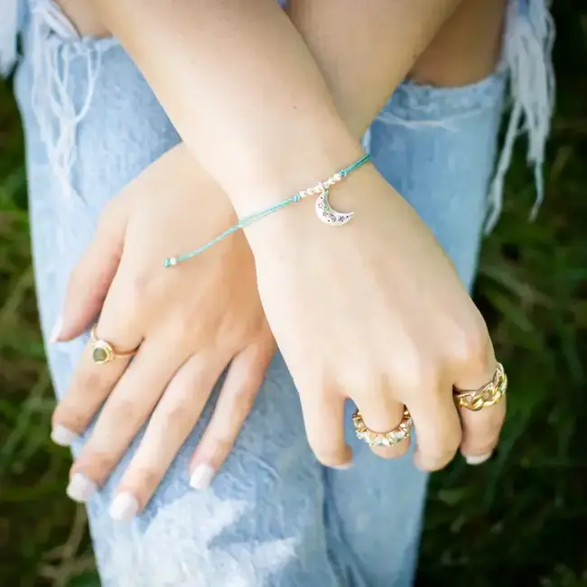 Moon Charm String Bracelet