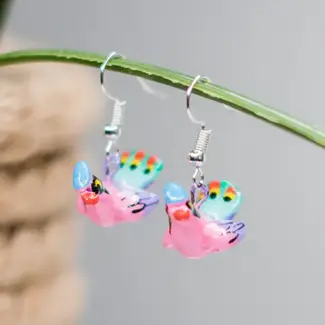 Guatemala Peacock Ceramic Earrings