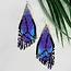 Beaded Purple Butterfly Fringe Earrings