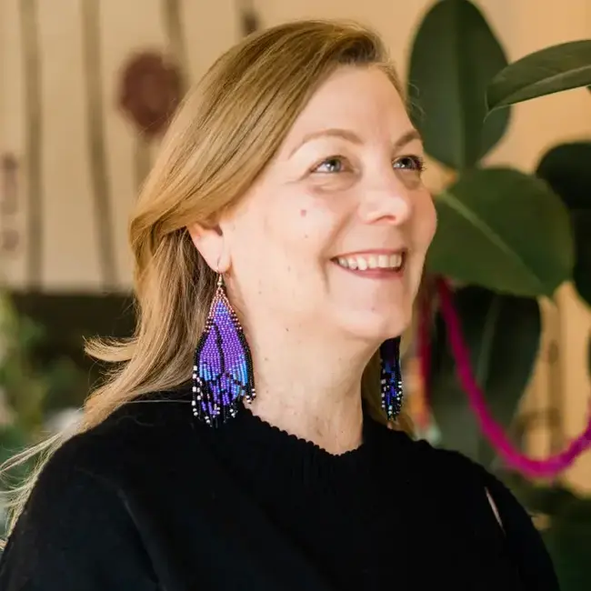 Beaded Purple Butterfly Fringe Earrings