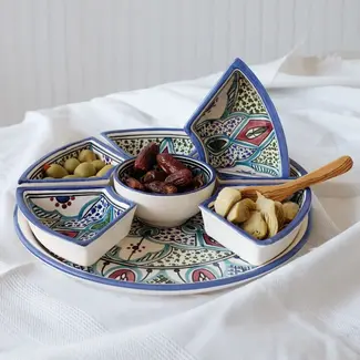 Tunisia Amira Ceramic Tapas Chip & Dip Server
