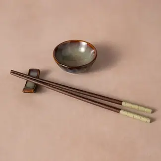 Vietnam Mekong Chopstick Stand + Dipping Bowl Set