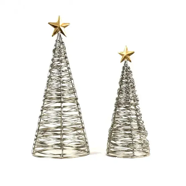 Gold Star Wrapped Wire Tree - Large