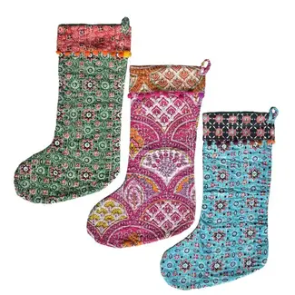 India Kantha Stitch Stocking