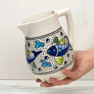Tunisia Blue Fish Ceramic Pitcher