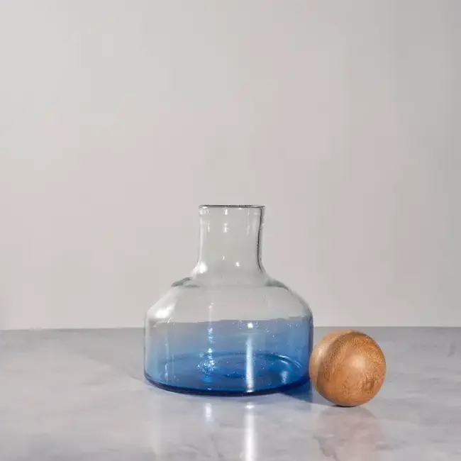 Blue Orlando Glass Bottle Decanter - MISSING WOOD TOPPER & GLASS