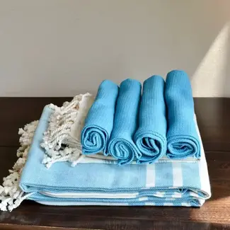 India Organic Cotton Wash Cloth - Blue
