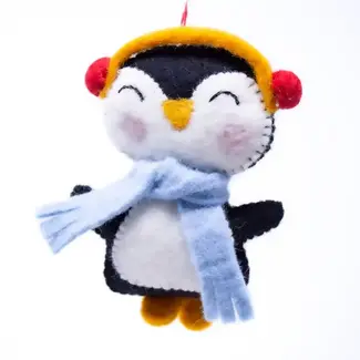 Nepal Happy Penguin Felt Ornament