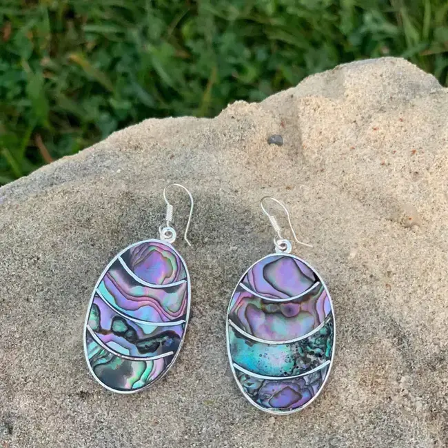 Lavender Frost Oval Abalone Earrings