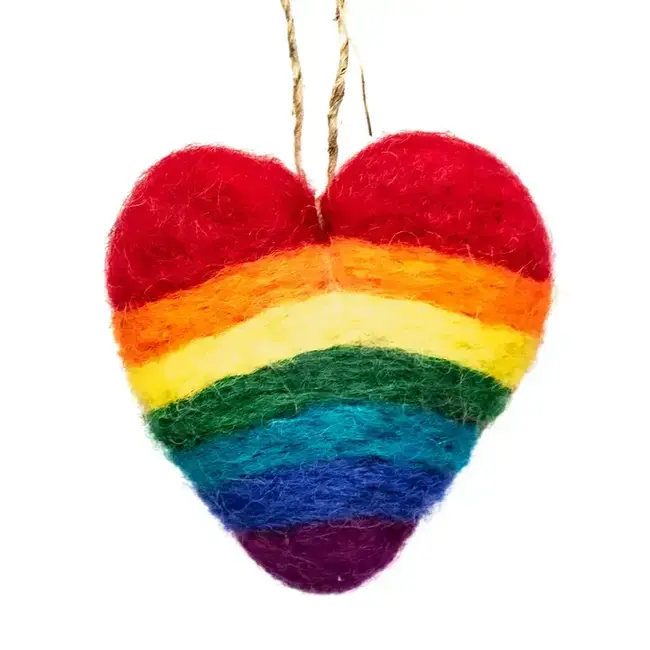 Rainbow Heart Felt Ornament