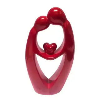 Kenya Red Soapstone Lovers w/ Heart Sculpture
