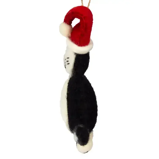 Tuxedo Santa Cat Felt Ornament