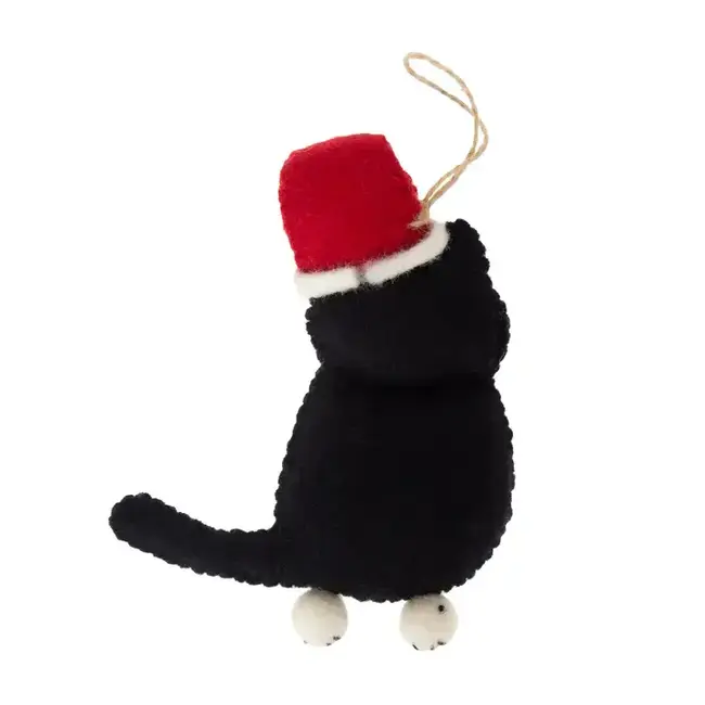 Tuxedo Santa Cat Felt Ornament