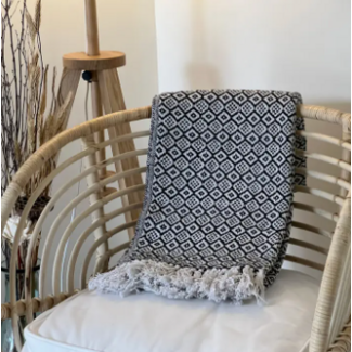 India Recycled Cotton Throw w/ Tassels (49x59)