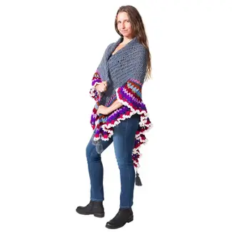 Nepal Jade Crochet Shawl - Grey