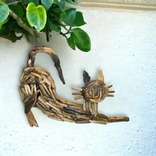 Driftwood Wall Cat Art