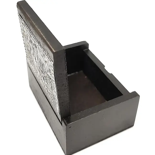 Pounded Metal Elephant Box w/Hinged Lid