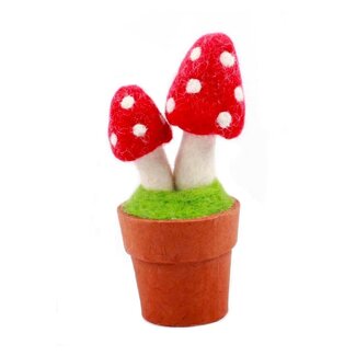 Nepal Felted Red Mushroom Plant Pot