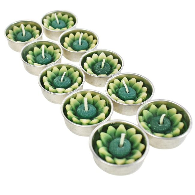 Green Flower Scented Tea Light, Pack of 10